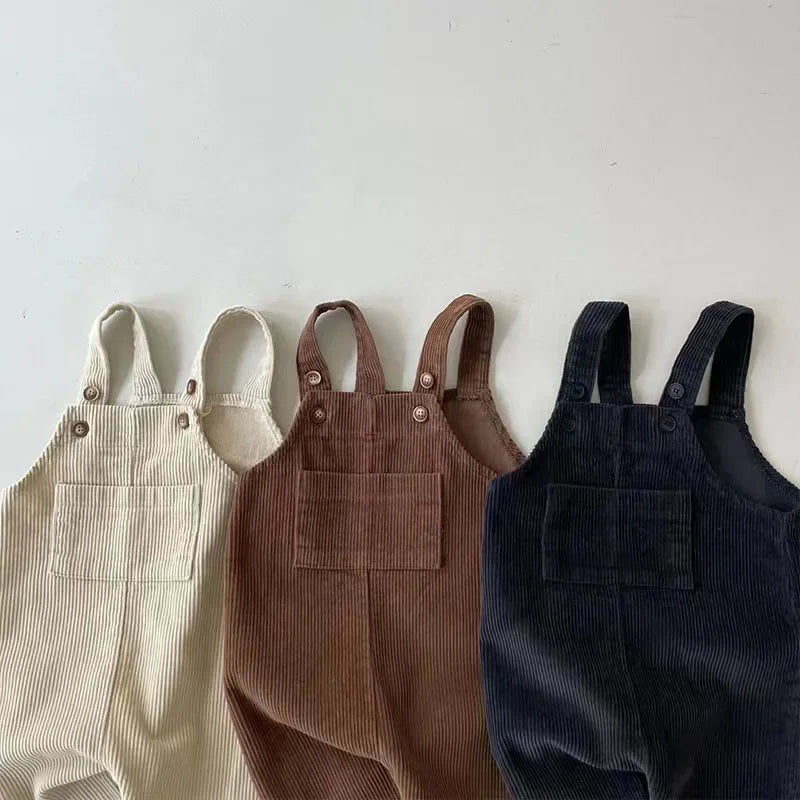 Corduroy Charm Suspender Romper