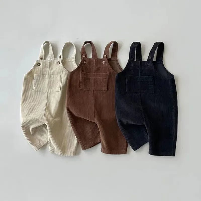 Corduroy Charm Suspender Romper