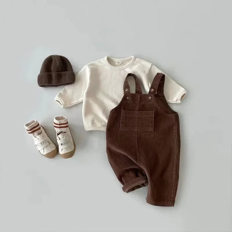 Corduroy Charm Suspender Romper